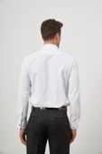 Beyaz Uzun Kol Kendinden Armürlü Ata Yaka Cepsiz Pamuklu Ceremony Slim Fit Gömlek 1004240331 thumbnail 7