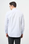 Beyaz Uzun Kol Desen Yarım İtalyan Yaka Cepli Pamuklu Classic Comfort Fit Gömlek 1004245183 thumbnail 5