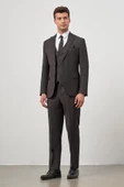 Siyah Kılıç Yaka Yelekli 6 Drop Slim Fit Classic Takım Elbise 1001245156 - 5