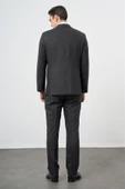 Koyu Antrasit Yünlü Likralı 6 Drop Comfort Fit Klasik Takım Elbise 1001235904 - 4