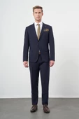 Lacivert Bez Ayağı Kılıç Yaka Tam Astar Esnek 6 Drop Slim Fit Takım Elbise 1001245310 - 2