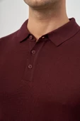 Bordo Uzun Kol Düz Örme Polo Yaka Classic Comfort Fit Triko 1012245007 - 6