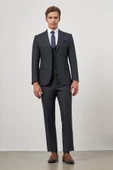 Koyu Lacivert Kılıç Yaka Yelekli 6 Drop Slim Fit Classic Takım Elbise 1001245154 - 2
