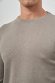 Gri Uzun Kol Düz Örme Bisiklet Yaka Classic Comfort Fit Triko 1012245006 - 6