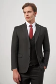 Siyah Kılıç Yaka Yelekli 6 Drop Slim Fit Classic Takım Elbise 1001245155 - 1