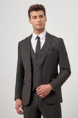 Siyah Kılıç Yaka Yelekli 6 Drop Slim Fit Classic Takım Elbise 1001245156 - 4