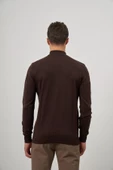 Koyu Kahverengi Uzun Kol Kendinden Örme Yarım Balıkçı Yaka Classic Comfort Fit Triko 1012245152 thumbnail 7