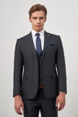 Koyu Lacivert Kılıç Yaka Yelekli 6 Drop Slim Fit Classic Takım Elbise 1001245154 - 3