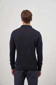 Koyu Lacivert Uzun Kol Düz Örme Polo Yaka Classic Comfort Fit Triko 1012245007 - 7