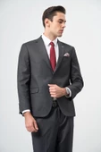 Koyu Antrasit Mono Yaka 4 Drop Comfort Fit Classic Takım Elbise 1001245161 - 2