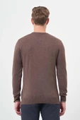 Sütlü Kahverengi Uzun Kol Kendinden Desenli Örme Bisiklet Yaka Classic Slim Fit Triko 1012245200 - 5