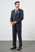 Koyu Lacivert Mono Yaka 4 Drop Comfort Fit Classic Takım Elbise 1001245168 thumbnail 5