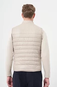 Taş Rengi Kapitone Dik Yaka Düz Garnisiz-Biyesiz Slim Fit Yelek 1009245151 - 5