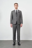 Füme Düz Flannel Mono Yaka Çift Yırtmaç 2 Düğme 4 Drop Comfort Fit Classic Takım Elbise 1001245163 - 2