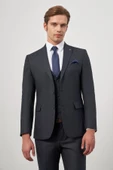 Koyu Lacivert Kılıç Yaka Yelekli 6 Drop Slim Fit Classic Takım Elbise 1001245154 - 1