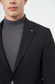 Siyah Armürlü Mono Yaka Tam Astar Esnek 6 Drop Slim Fit Classic Takım Elbise 1001245175 - 4