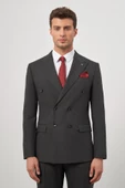 Siyah Kılıç Yaka Kruvaze 6 Drop Slim Fit Classic Takım Elbise 1001245157 - 1