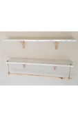 2'li Halatlı Askılı Ahşap-beyaz Dekoratif Duvar Rafı Derinlik90x 20 cm - 2