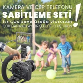 UpWay AY49U Taşınabilir Dolgu Işıklı Mikrofonlu Profesyonel Kamera Telefon Sabitleyici Video Canlı Yayın Seti - 5