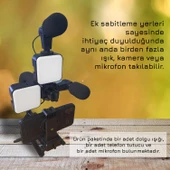 UpWay AY49U Taşınabilir Dolgu Işıklı Mikrofonlu Profesyonel Kamera Telefon Sabitleyici Video Canlı Yayın Seti - 4
