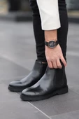 Shoetyle - Siyah Hakiki Deri Erkek Chelsea Bot thumbnail 5