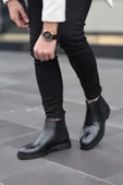 Shoetyle - Siyah Hakiki Deri Erkek Chelsea Bot thumbnail 6