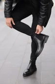 Shoetyle - Siyah Hakiki Deri Erkek Chelsea Bot thumbnail 7
