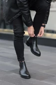 Shoetyle - Siyah Hakiki Deri Erkek Chelsea Bot thumbnail 8