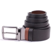 Dagoster DMK26-465DG Siyah Taba 4 cm Çift Taraflı Hakiki Deri Erkek Kemer thumbnail 1