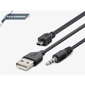 Usb To 3.5 MM + 5 Pin Kablo Medya Player Kablosu Hadron HD4417 - 1