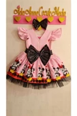 Kız Çocuk Pembe Mickey Mouse Desenli Kabarık Elbise - 2
