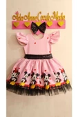 Kız Çocuk Pembe Mickey Mouse Desenli Kabarık Elbise - 3