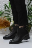 Mehmet Mete Frida 4204 Siyah Rahat Esnek Sıcak Astar Hakiki Deri Kadın Bot thumbnail 3