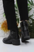 Mehmet Mete Frida 4203 Siyah Rahat Esnek Sıcak Astar Hakiki Deri Kadın Bot thumbnail 4