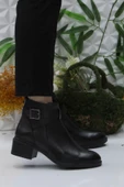 Mehmet Mete Frida 4203 Siyah Rahat Esnek Sıcak Astar Hakiki Deri Kadın Bot thumbnail 1