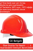 Özel Uzun Ömürlü CE Belgeli Ter Bantlı Ayarlanabilir İnşaat İş Güvenliği Emniyet Bareti Kırmızı - 1