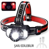 Şarjlı Kafa Lambası Type-c Şarj Beyaz Işık Kırmızı Sos Işık Su Geçirmez 1800 mAh 800 Lümen - 4