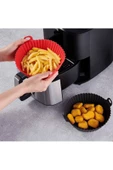 KORKMAZ Airfryer Silikon Pişirme Kabı 2 adet ( 1 kırmızı 1 siyah ) - 2