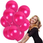 25 ADET VIP KALİTE PARLAK METALİK PEMBE BALON HELYUM GAZI UYUMLUDUR VIP SHINY METALLIC PİNK BALLOON - 1