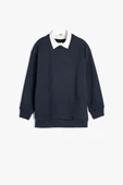 Koton Erkek Çocuk Okul Sweatshirt Basic Okul Gömleği Yaka Detaylı Uzun Kollu Pamuklu - 1