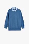 Koton Erkek Çocuk Okul Sweatshirt Basic Okul Gömleği Yaka Detaylı Uzun Kollu Pamuklu - 1