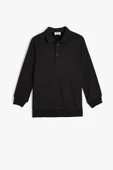 Koton Erkek Çocuk Polo Yaka Sweatshirt Uzun Kollu Düğme Detaylı Pamuklu - 1