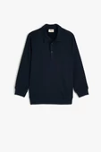 Koton Erkek Çocuk Polo Yaka Sweatshirt Uzun Kollu Düğme Detaylı Pamuklu - 1