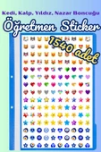 Öğretmenler Için Motivasyon Sticker Seti 1540 Adet Karışık Kedi Emoji, Kalp, Yıldız, Nazar Boncuğu - 1