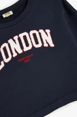 Koton Kız Çocuk Sweatshirt London Şehir Baskılı Bisiklet Yaka Gömlek Etek Ucu Detaylı Şardonlu - 5