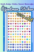 Öğretmenler Için Motivasyon Sticker Seti 1078 Adet Karışık Kedi Emoji, Kalp, Yıldız, Nazar Boncuğu - 1