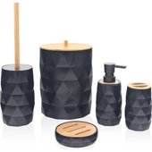 İndecor Banyo Takımı 5 Parça Bambu Kapak Mia Mix IND689 VESP 247 6894 - 1