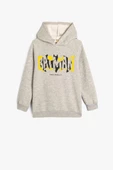 Koton Erkek Çocuk Batman Kapşonlu Sweatshirt Lisanslı Uzun Kollu Şardonlu - 1