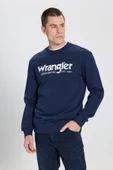 Wrangler W212025410 Lacivert Erkek Yazı Detaylı İki İplik Bisiklet Yaka Sweat - 1