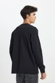 Lee L242498001 Siyah Erkek Bisiklet Yaka Soldan Cep Detaylı Üç İplik Sweat - 5